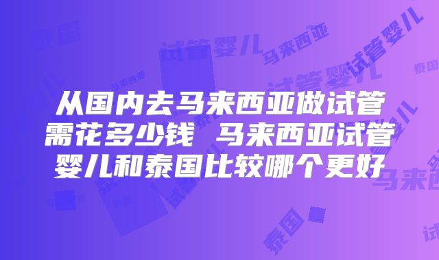 从国内去马来西亚做试管需花多少钱 马来西亚试管婴儿和泰国比较哪个更好