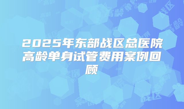 2025年东部战区总医院高龄单身试管费用案例回顾