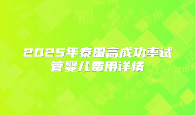 2025年泰国高成功率试管婴儿费用详情