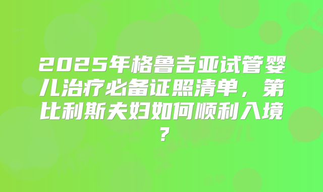 2025年格鲁吉亚试管婴儿治疗必备证照清单，第比利斯夫妇如何顺利入境？