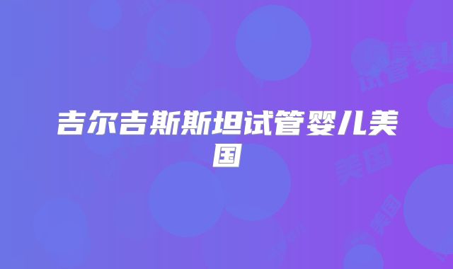 吉尔吉斯斯坦试管婴儿美国