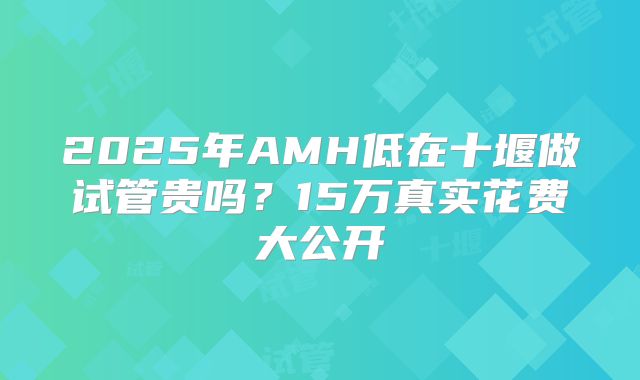 2025年AMH低在十堰做试管贵吗？15万真实花费大公开