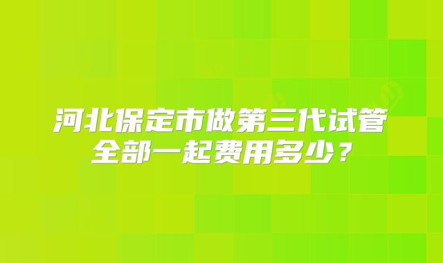河北保定市做第三代试管全部一起费用多少?