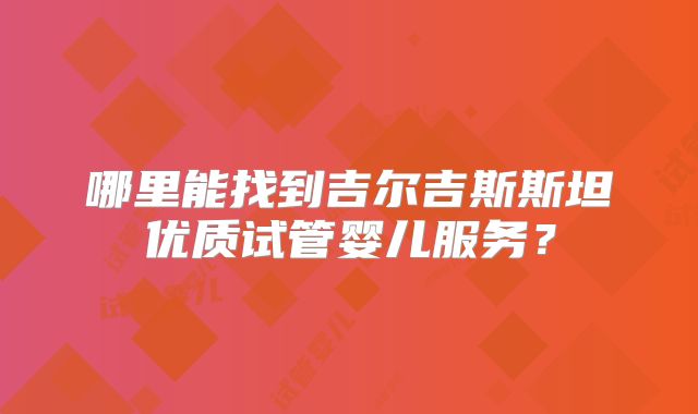 哪里能找到吉尔吉斯斯坦优质试管婴儿服务？