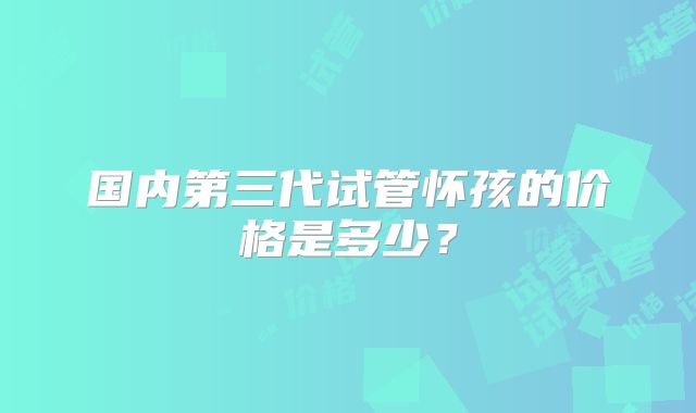 国内第三代试管怀孩的价格是多少？