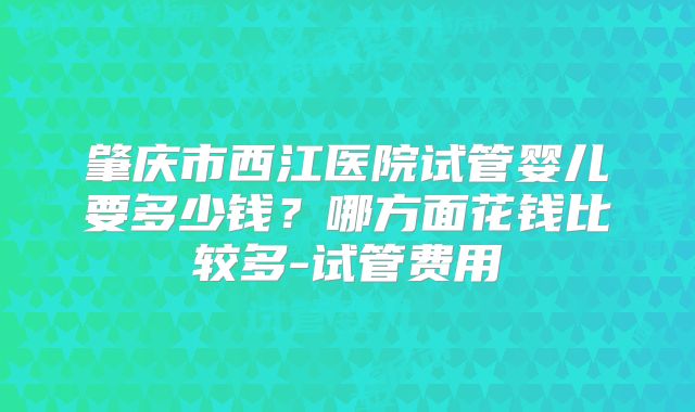 肇庆市西江医院试管婴儿要多少钱？哪方面花钱比较多-试管费用