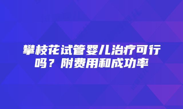 攀枝花试管婴儿治疗可行吗？附费用和成功率