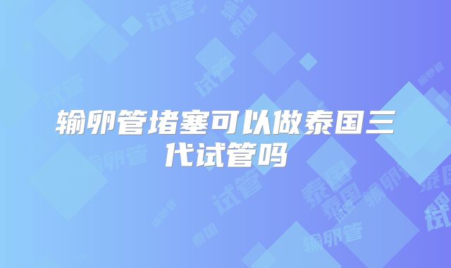 输卵管堵塞可以做泰国三代试管吗