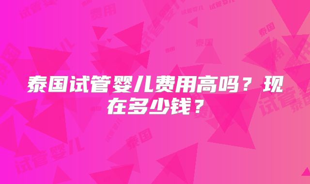 泰国试管婴儿费用高吗？现在多少钱？