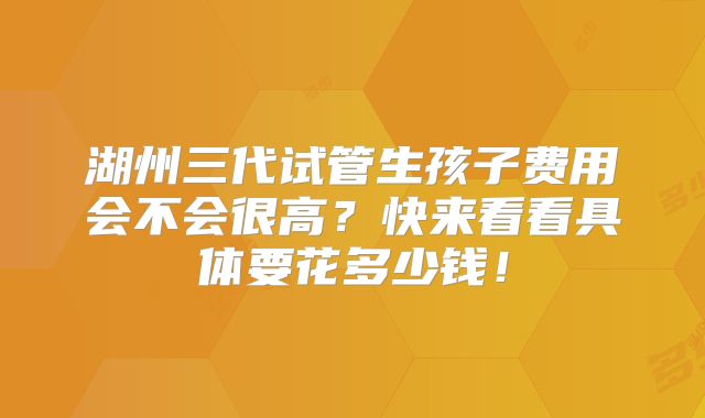 湖州三代试管生孩子费用会不会很高？快来看看具体要花多少钱！