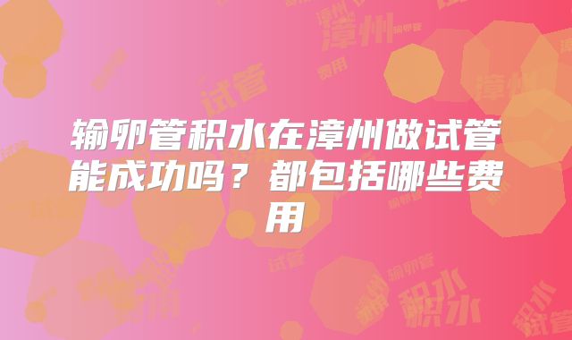 输卵管积水在漳州做试管能成功吗？都包括哪些费用