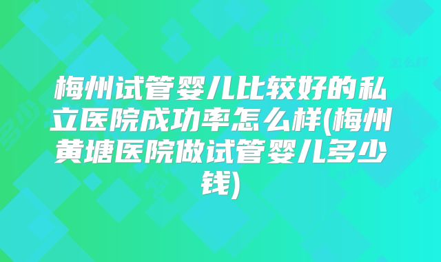 梅州试管婴儿比较好的私立医院成功率怎么样(梅州黄塘医院做试管婴儿多少钱)