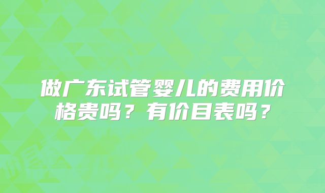做广东试管婴儿的费用价格贵吗？有价目表吗？