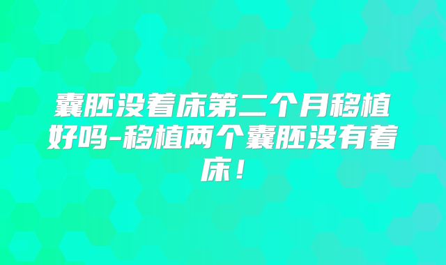 囊胚没着床第二个月移植好吗-移植两个囊胚没有着床！