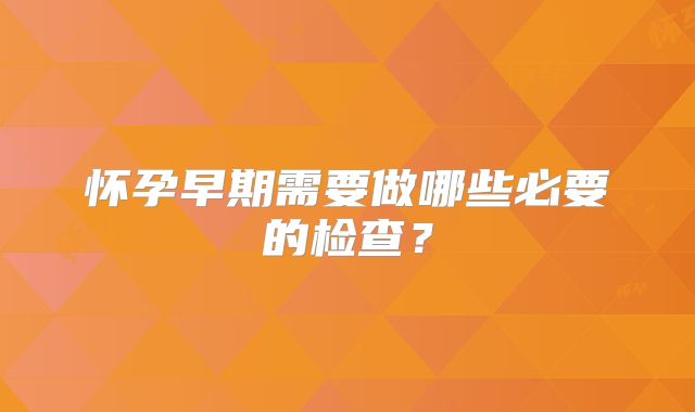 怀孕早期需要做哪些必要的检查？