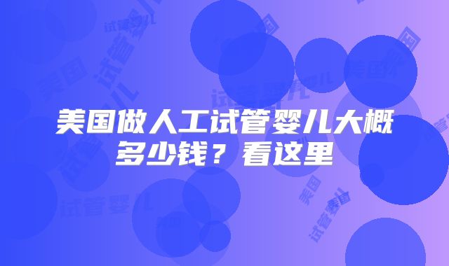 美国做人工试管婴儿大概多少钱？看这里