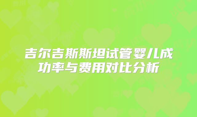 吉尔吉斯斯坦试管婴儿成功率与费用对比分析