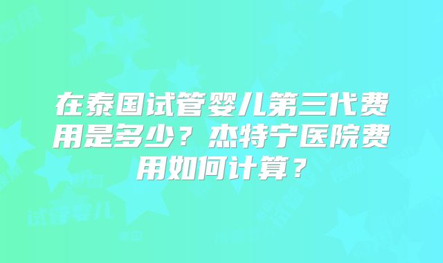 在泰国试管婴儿第三代费用是多少？杰特宁医院费用如何计算？