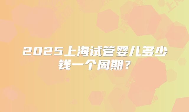 2025上海试管婴儿多少钱一个周期？