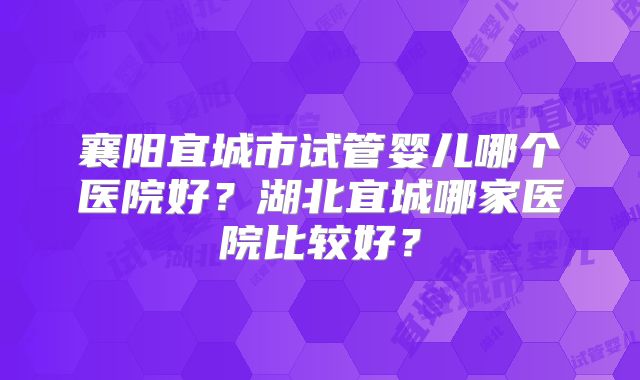 襄阳宜城市试管婴儿哪个医院好？湖北宜城哪家医院比较好？