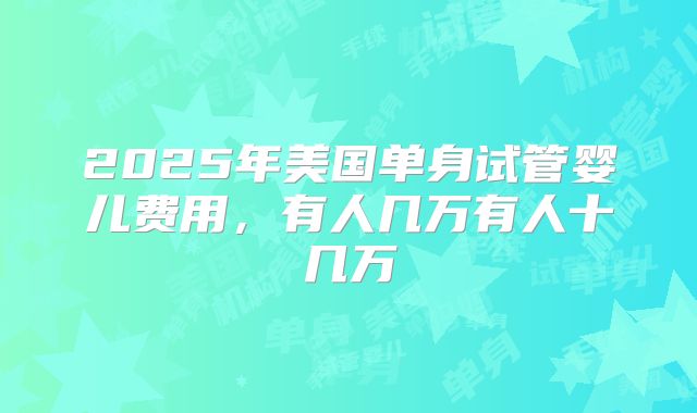 2025年美国单身试管婴儿费用，有人几万有人十几万