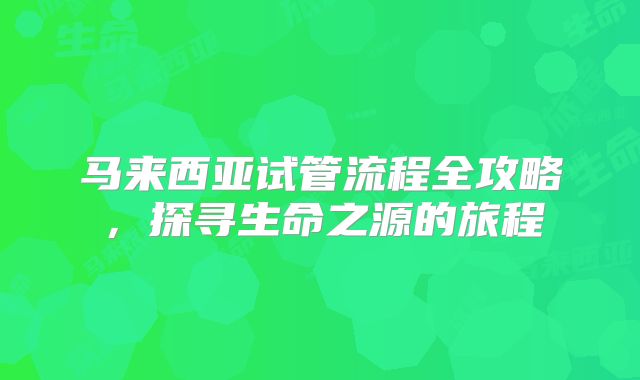 马来西亚试管流程全攻略，探寻生命之源的旅程