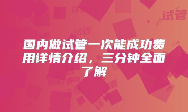 国内做试管一次能成功费用详情介绍,三分钟全面了解