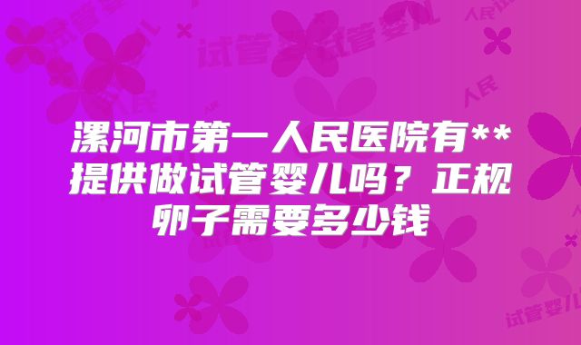 漯河市第一人民医院有**提供做试管婴儿吗?正规卵子需要多少钱