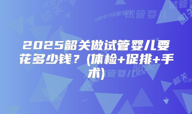 2025韶关做试管婴儿要花多少钱？(体检+促排+手术)