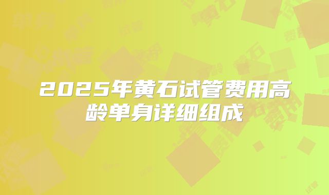 2025年黄石试管费用高龄单身详细组成