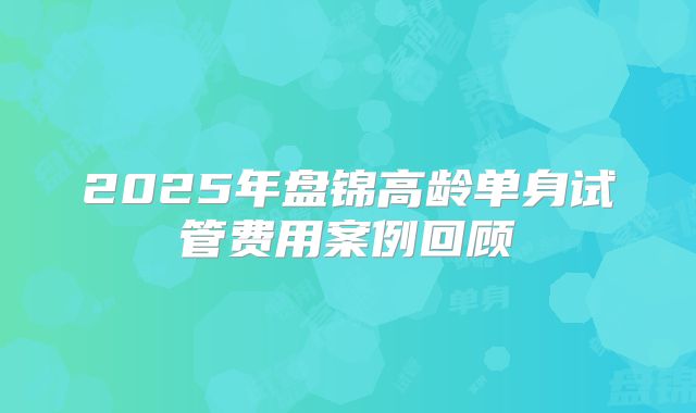 2025年盘锦高龄单身试管费用案例回顾
