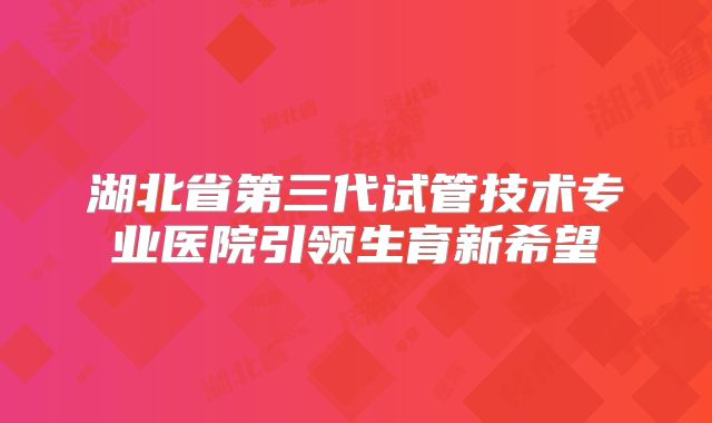 湖北省第三代试管技术专业医院引领生育新希望
