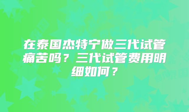 在泰国杰特宁做三代试管痛苦吗？三代试管费用明细如何？