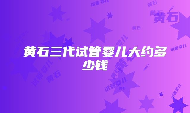 黄石三代试管婴儿大约多少钱