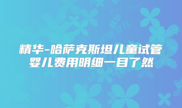 精华-哈萨克斯坦儿童试管婴儿费用明细一目了然