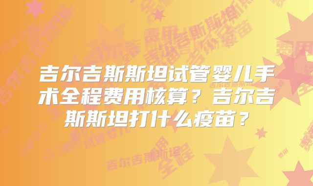吉尔吉斯斯坦试管婴儿手术全程费用核算？吉尔吉斯斯坦打什么疫苗？