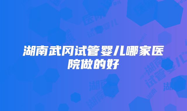 湖南武冈试管婴儿哪家医院做的好