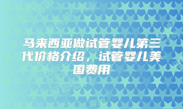 马来西亚做试管婴儿第三代价格介绍，试管婴儿美国费用