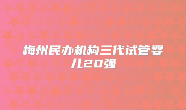 梅州民办机构三代试管婴儿20强