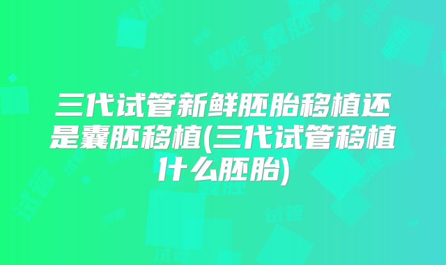 三代试管新鲜胚胎移植还是囊胚移植(三代试管移植什么胚胎)