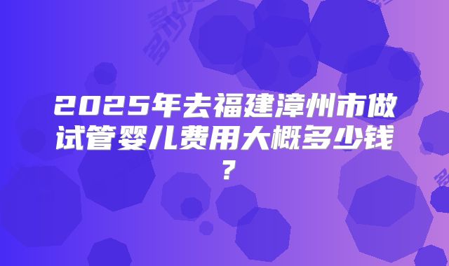 2025年去福建漳州市做试管婴儿费用大概多少钱？