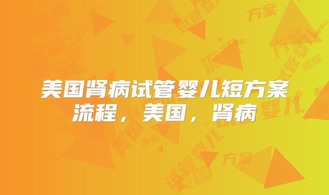 美国肾病试管婴儿短方案流程，美国，肾病