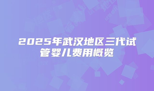 2025年武汉地区三代试管婴儿费用概览