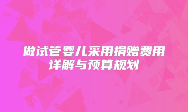 做试管婴儿采用捐赠费用详解与预算规划