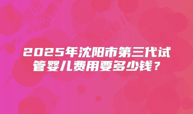 2025年沈阳市第三代试管婴儿费用要多少钱？