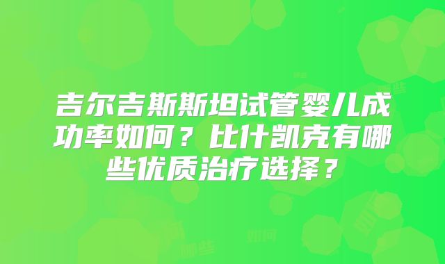 吉尔吉斯斯坦试管婴儿成功率如何？比什凯克有哪些优质治疗选择？