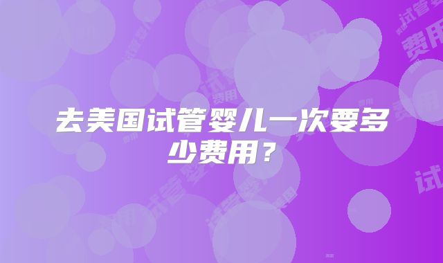 去美国试管婴儿一次要多少费用？
