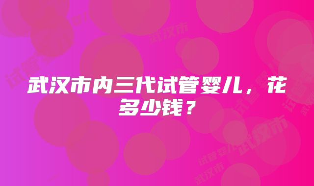 武汉市内三代试管婴儿，花多少钱？