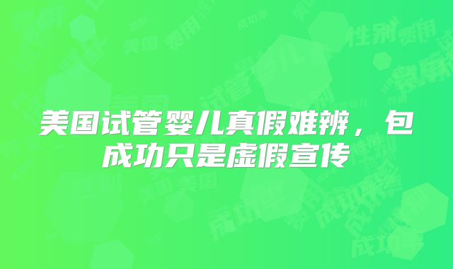 美国试管婴儿真假难辨，包成功只是虚假宣传