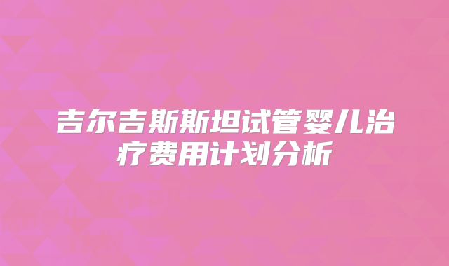 吉尔吉斯斯坦试管婴儿治疗费用计划分析